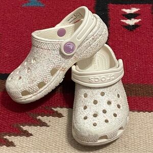 CROCS Kids Sparkle Clogs - White and Purple